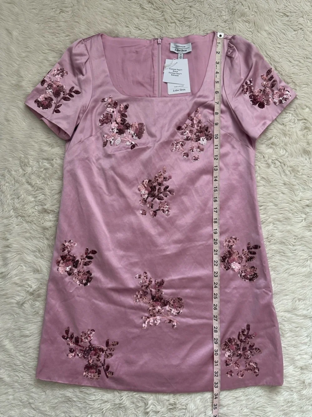 & Other Stories Sequin Embroidered Mini Dress Floral Pink Sz 8 NWT New